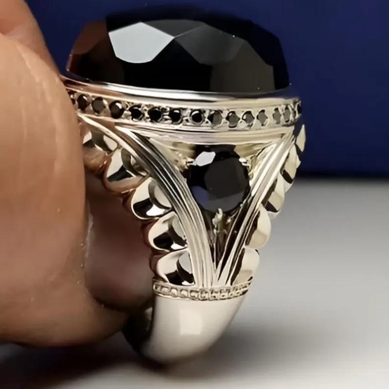 Charm Silver Color Inlaid with Black Stone Rings Dazzling  Party Engagement Wedding Rings for Women Jewelry