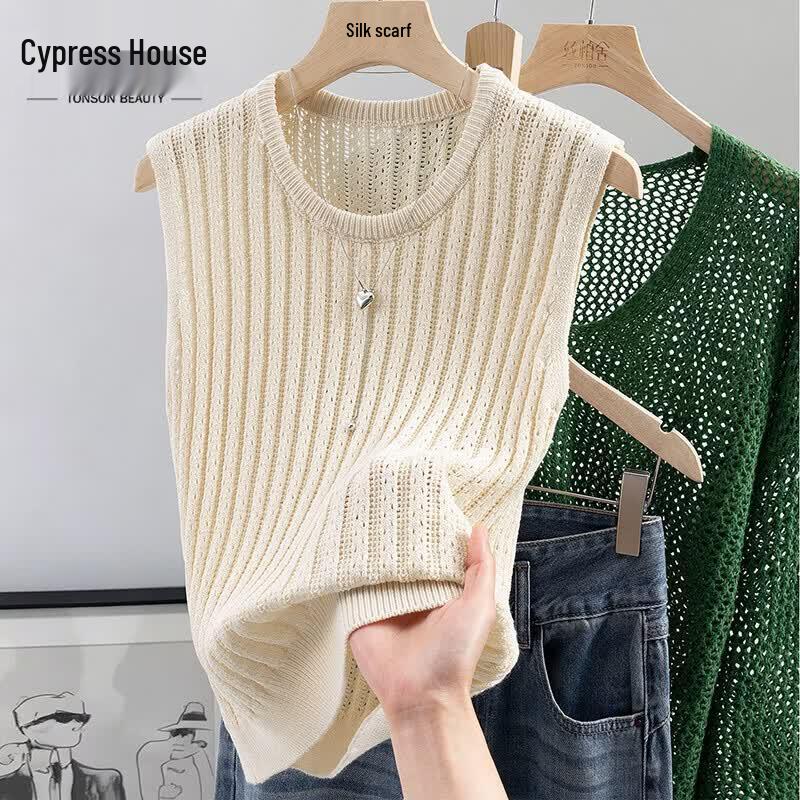 Women s Round Neck Hollow Knit Vest Top M