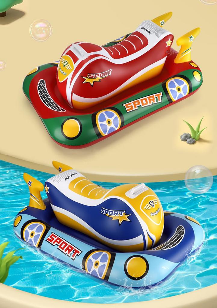 YXTC Baby Float, Jet Ski, Baby Taming, Ride-On Rider, Joyrider, Ride-On, Watercraft-Shaped Float with Handle, for Ages 3+, Pool and Beach Use (Blue)