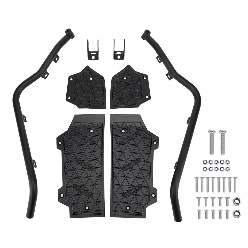 Motorcycle Engine Guard Crash Bar Footrest Kit with Spotlight Bracket Aluminum Alloy Foot Pegs Footboard Replacement