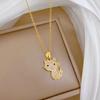 Full Diamond Cute Cat Suit Light Luxury Temperament Gorgeous Full Diamond Necklace Female Versatile Collarbone Titanium Steel Chain