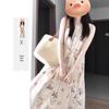 French Floral Sleeveless Round Neck Dress - Loose, Slimming Vacation Style for Female Students