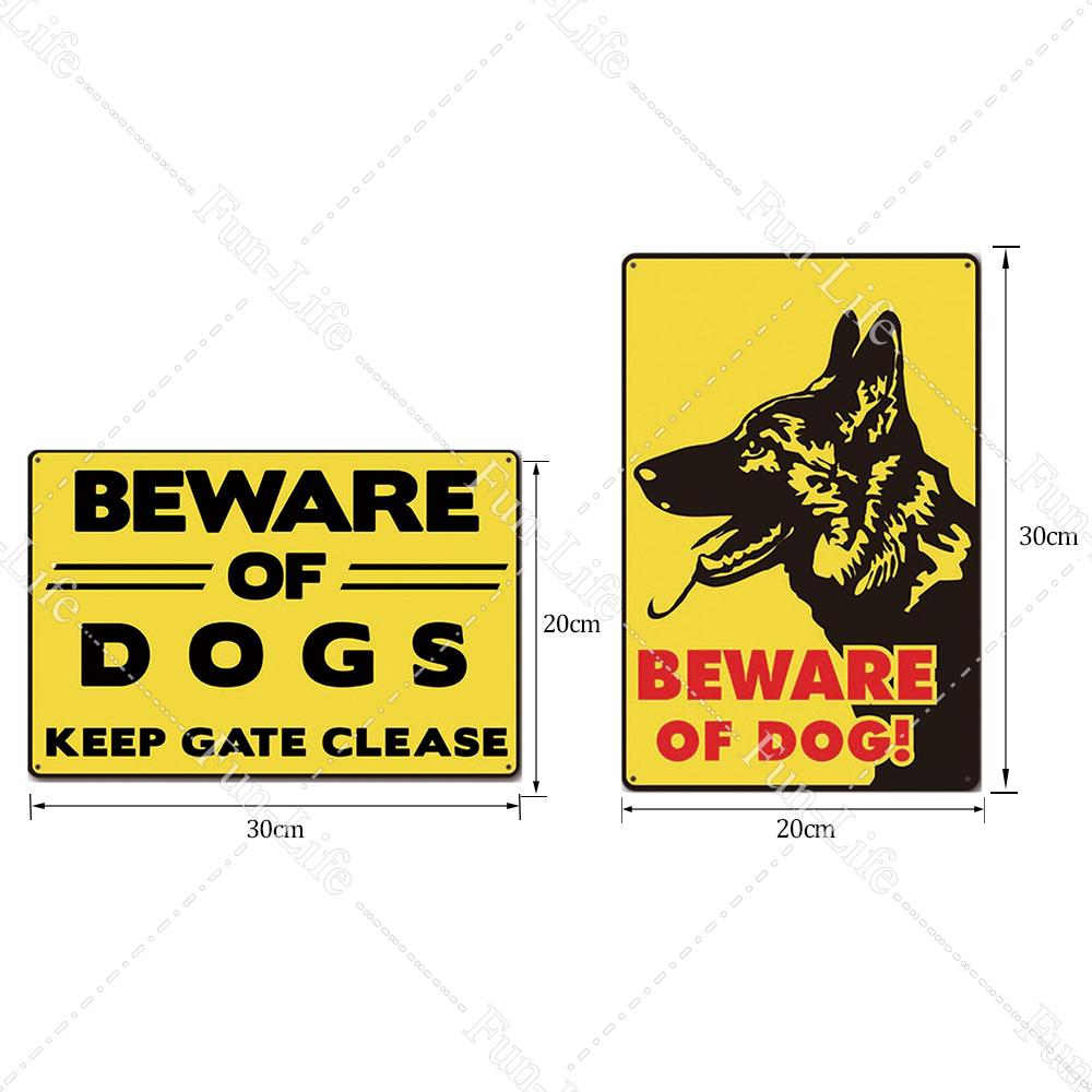 Beware of Dog Vintage Metal Tin Signs Poster  Warning Dog Retro Plaque Wall Decoration