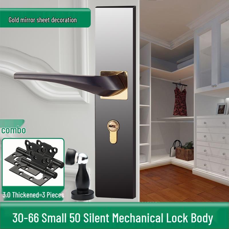 Univerzální magnetický černý vnitřní zámek kliky dveří pro dřevěné dveře ložnice