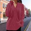 Women's Fashion Casual V-neck Twill Knitted Sweater Long-sleeve Top