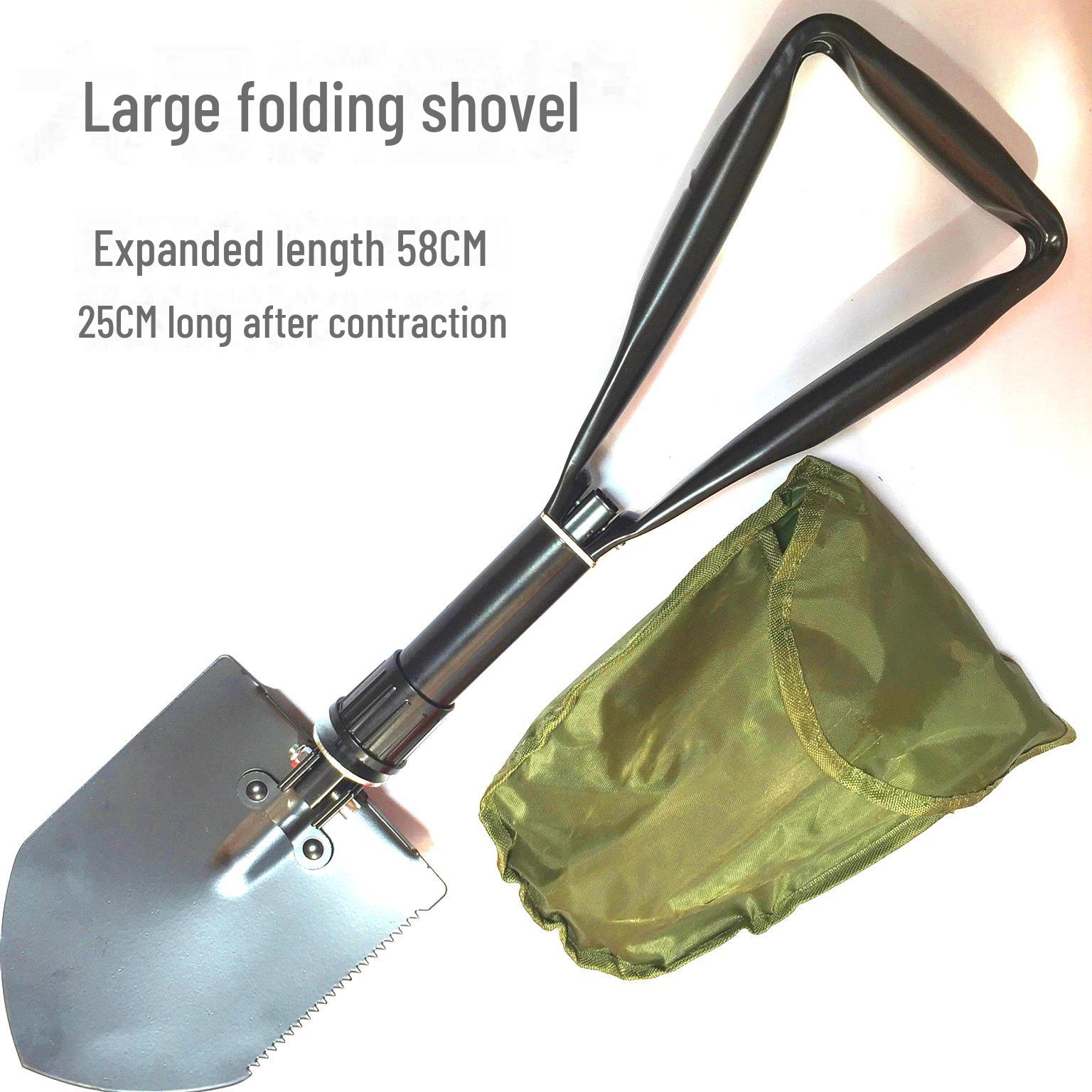 

104 Многофункциональная складная лопата - большой военный походный инструмент чёрный