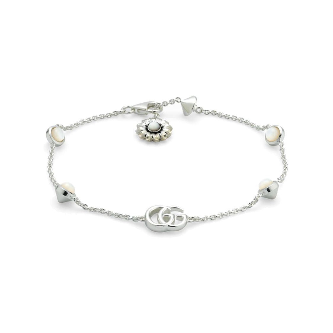 

Gucci GG Marmont Double G Pendant Shiny 925 Silver Bracelet Women bracelet 773229-JAAFQ-8135 Dust Bag+Box (Random Color),S