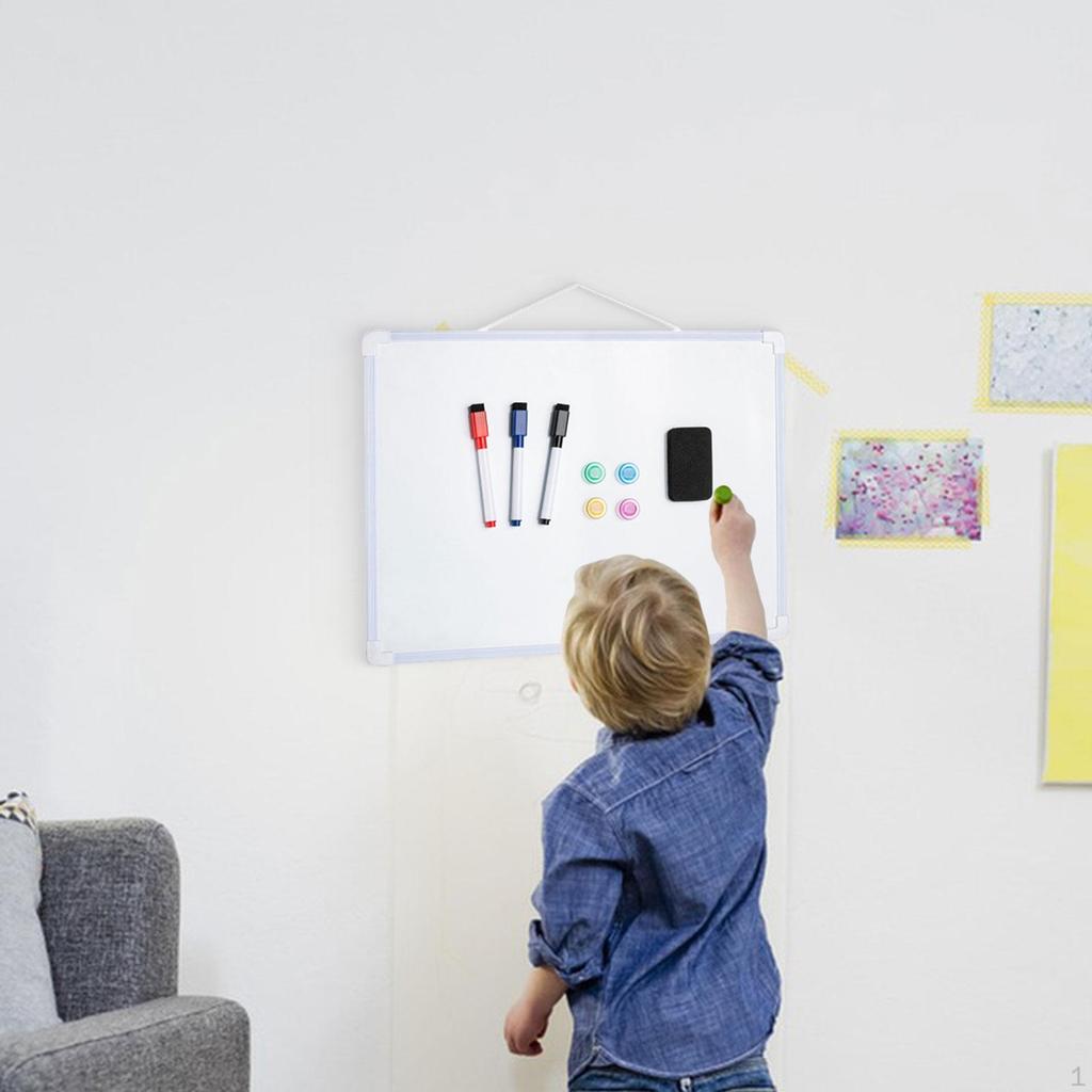 Dry Erase Board, Whiteboard with 3 Markers and 1 Eraser, Wall Hanging Message Board for Home