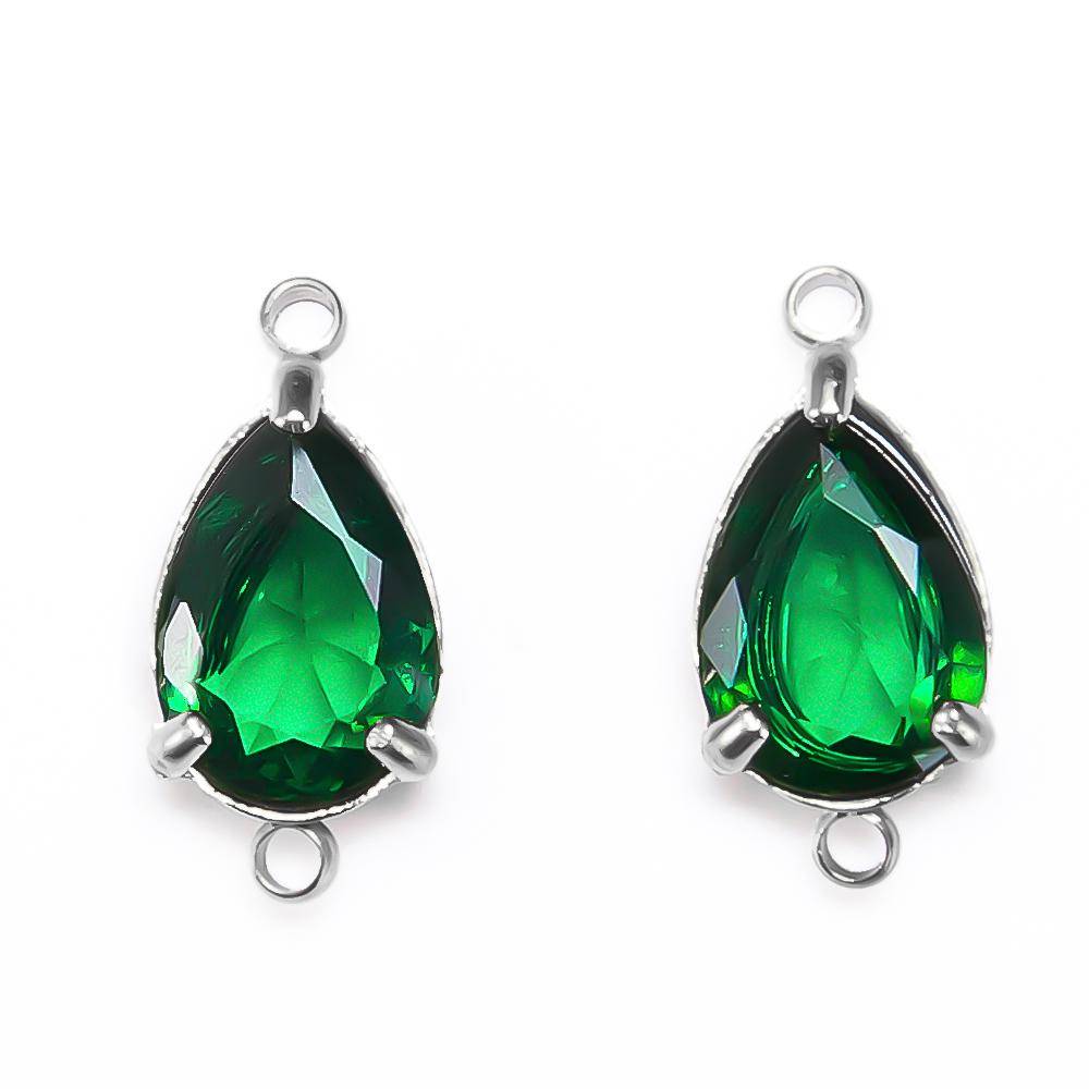 10pcs 5pcs Gold Color Stainless Steel Zircon Pendants Green Transparent Crystal Charms Beads for Necklace Jewelry Making DIY