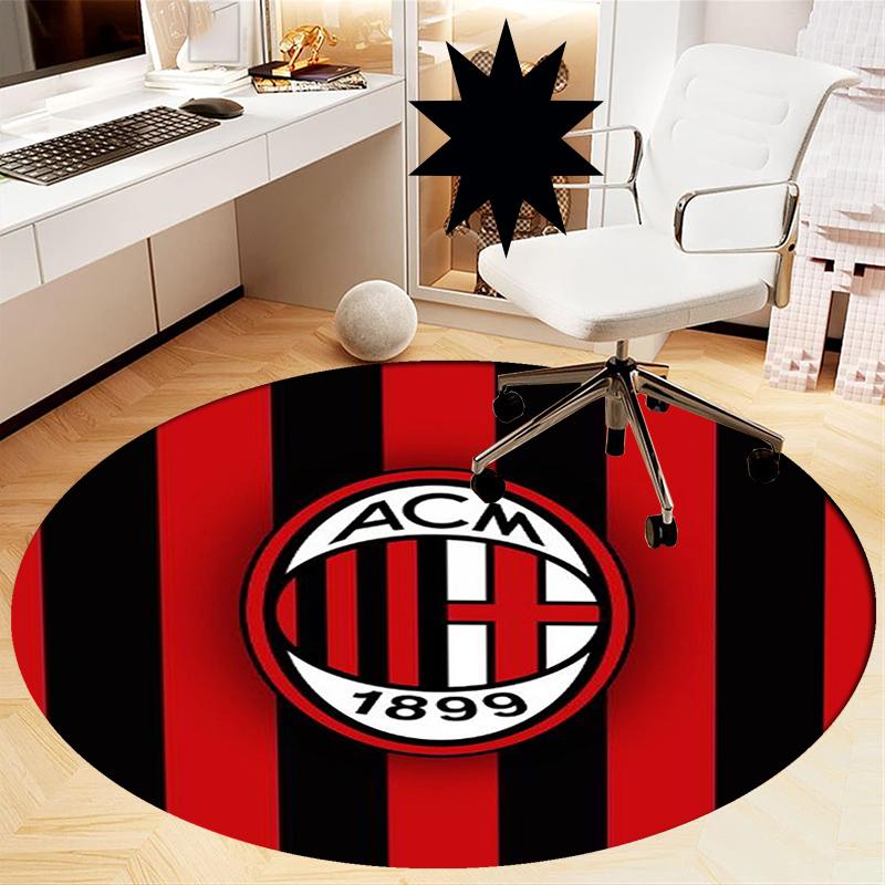 AC Milan Printed Round Rug Carpet Chair Rug Area Rug Entryway Doormats,for Office Chair Living Room Bedroom Kitchen Room.