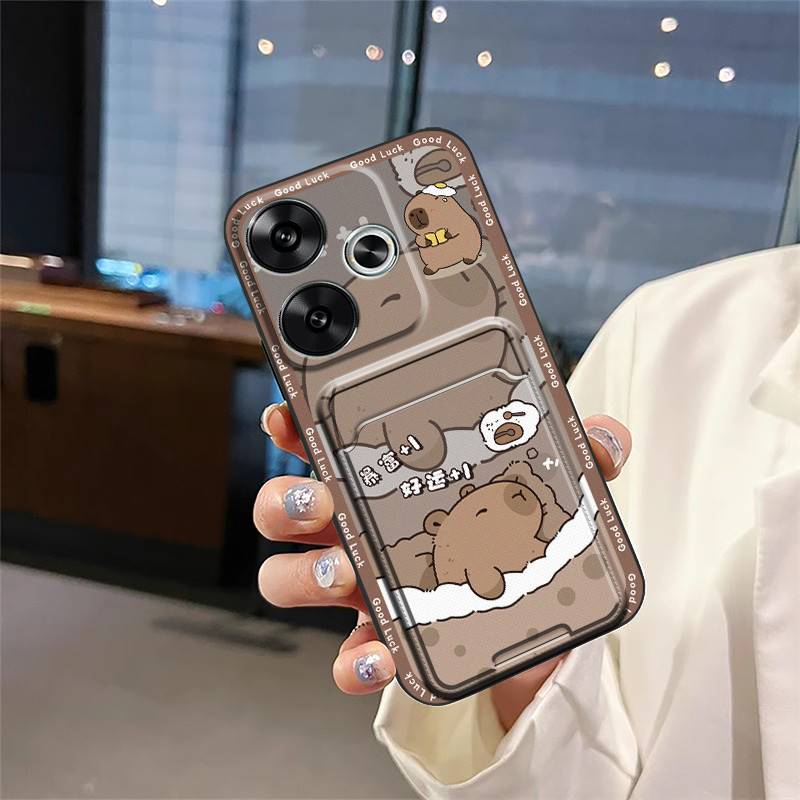 Fashion Design Cover Phone Case For Redmi Turbo3/Xiaomi Poco F6 5G Full Wrap Card Slot Cute Graffiti Protective Silicone