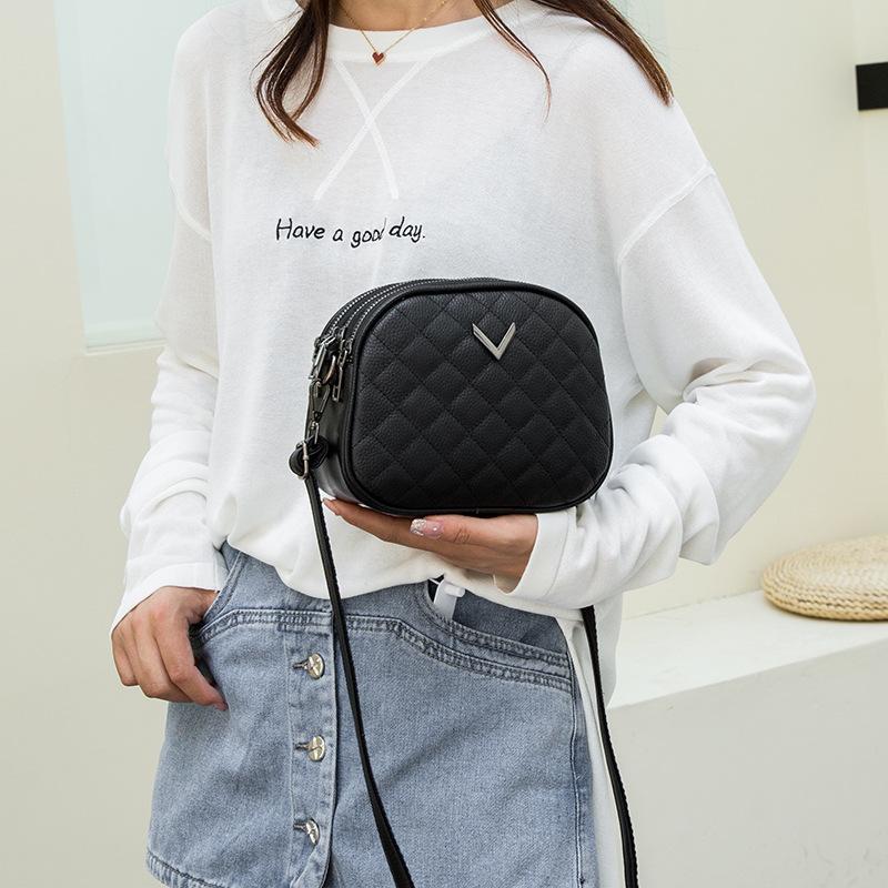 Real cowhide women's bag new fashion diamond first layer cowhide niche shoulder messenger bag