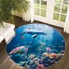 Underwater Ocean Round Rug Flannel Printed Carpet Sea Life Design Home Decor Cozy Soft Floor Mat Living Room Indoor Use