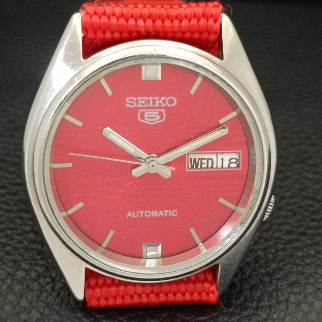 AUTOMATIC 7S26A VINTAGE SEIKO 5 JAPAN MENS RED COLOR DIAL WATCH a701612-5 R206c-a701612