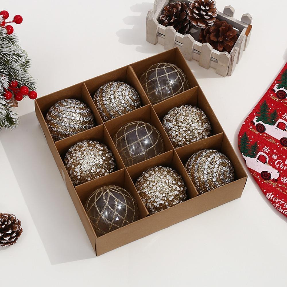 

9 шт./коробка DIY поделки украшение для рождественской елки товары для вечеринок пластиковый расписной шар рождественские шары подвеска креативное кружево