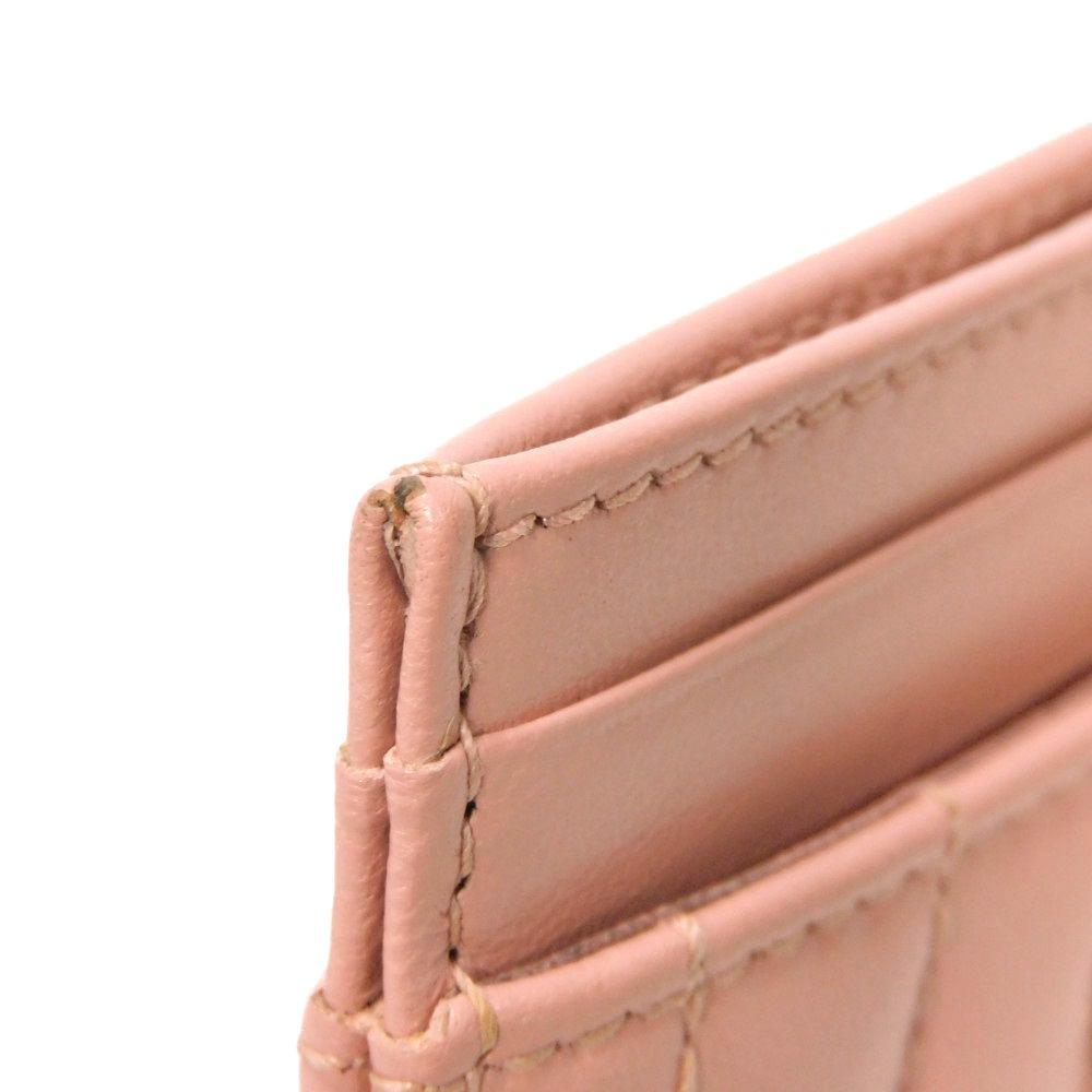 Used 11033 Laura Quilted TB Card Holder 8062371 7946 Stitched Pastel Pink Logo Dusky Pink Excellent Condition Ladies