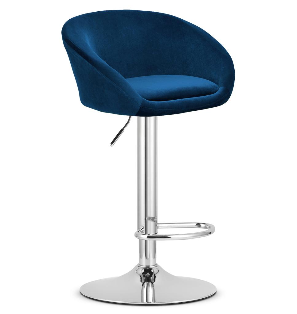 East Stool - Navy Blue Velvet / Chrome Base