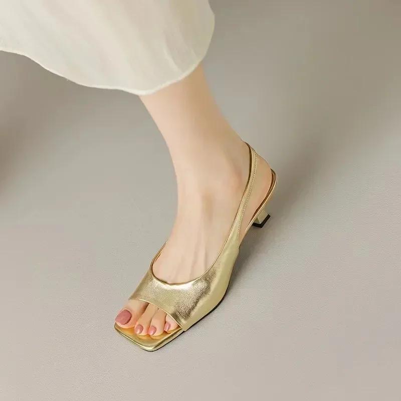 Fashion Summer Slim Heels, 2025 Fashion Square Head, Open Toe Women's High Heels, Dress, Hanging Strap, Sexy Women's High Heel Sandals
