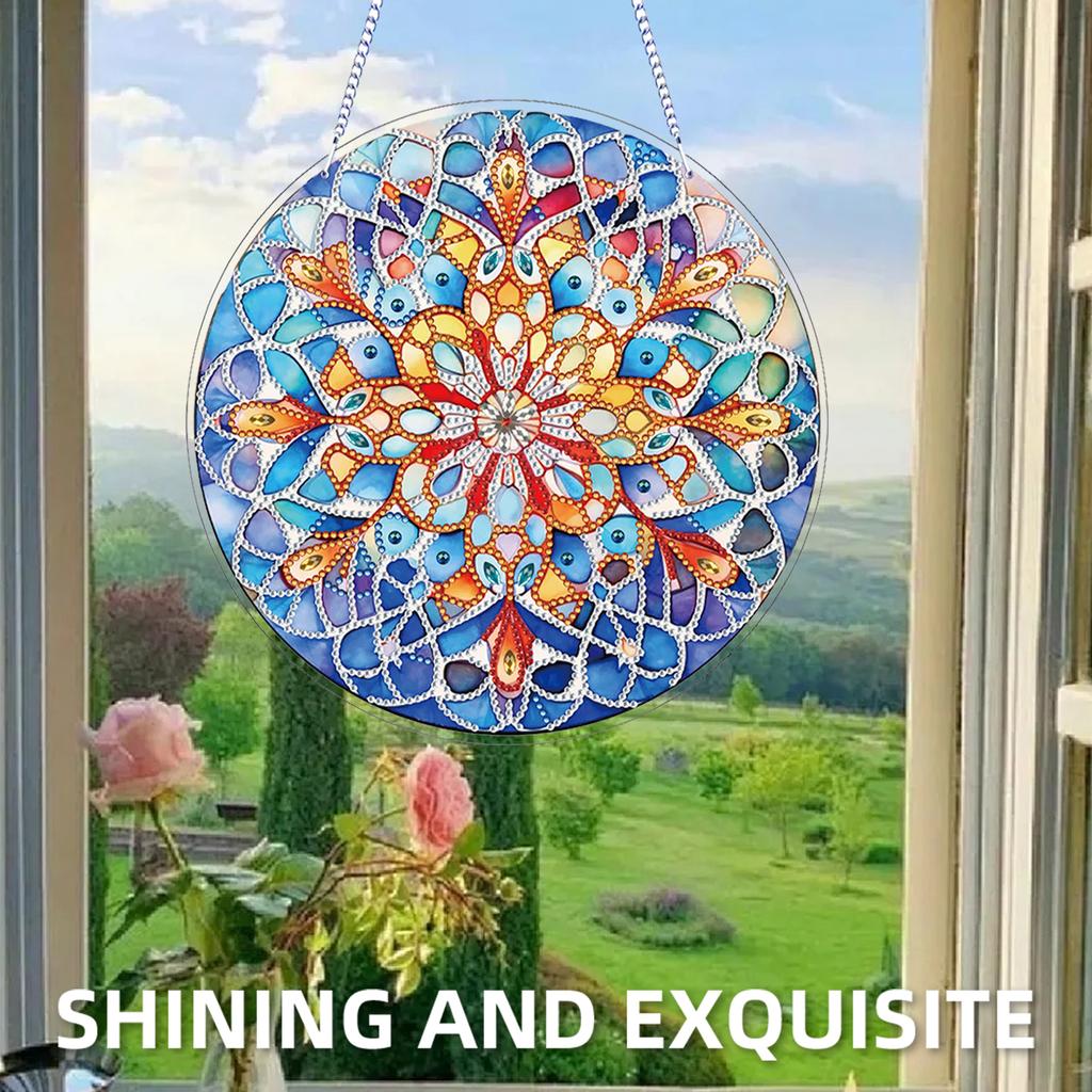 Flower Bird Butterfly DIY 2D Flat Acrylic Diamond Painting Ornaments Double Sided Gem 24cm for Adults Home Garden Wall Hanging