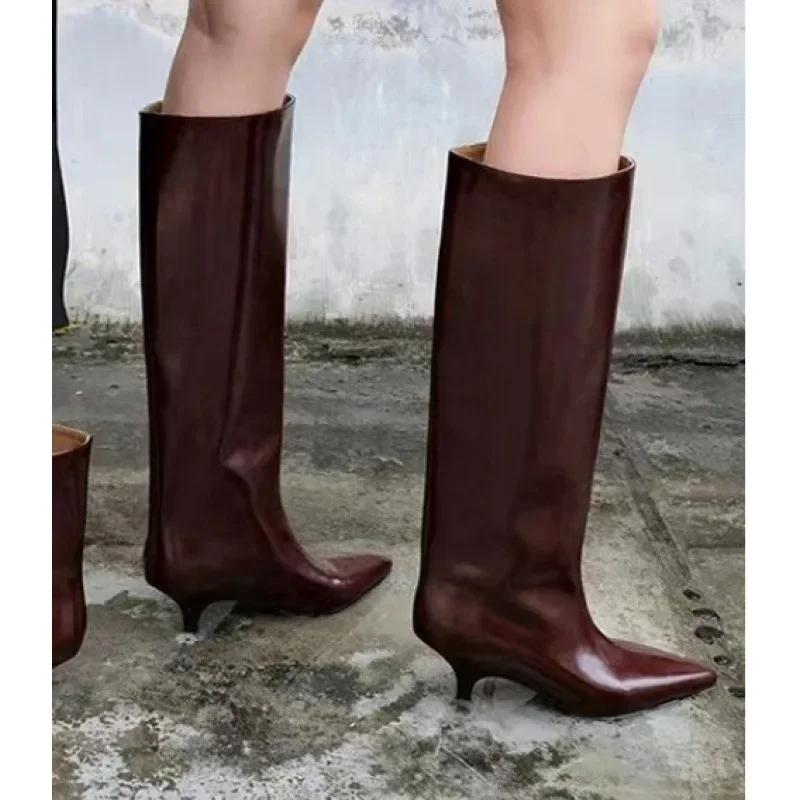 Fashionable Retro French Pointed Toe Thin Heel Cat Heel Short Boots Women'S All-Match Winter Rubber Bottom Korean Style Shoes