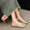 Women's Shoes 2024 Outdoor Closed Toe Women's Slippers Breathable Casual Slippers Women Bling Mesh Solft Sole Flat Shoes Ladies