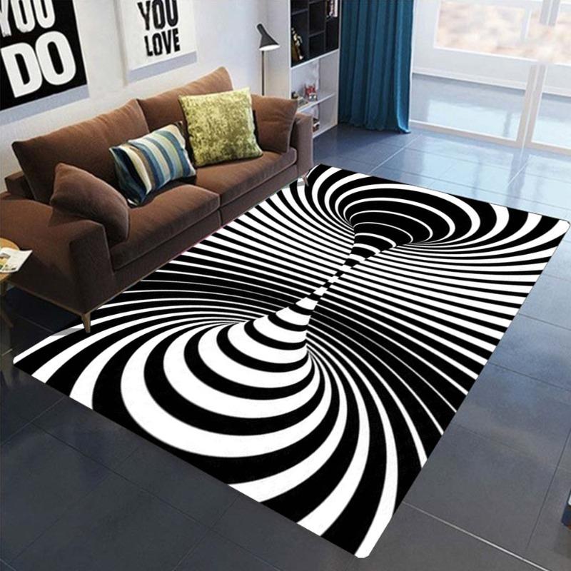Stereoscopic Line Dizziness Carpet Living Room Sofa Home Decoration Large Carpet Anti Slip Bedroom Bedside Coffee Table Foot Pad