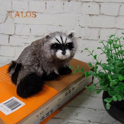 TH 3D Raccoon Furry Animal Model Toy Art Craft Desktop Decor Photo Props