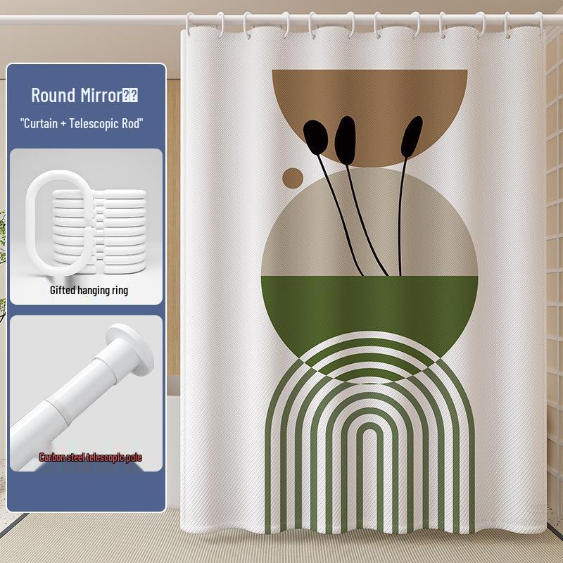 High-End Minimalist Floral Shower Curtain Set: Lazy-Style, Thickened, Waterproof, Mildew & Wrinkle Resistant.