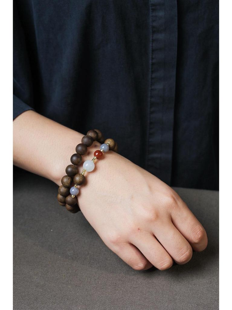 Phu Son Red Soil Agarwood Bracelet: Vietnamese Ethnic Style Rosary Hand String 0.8"