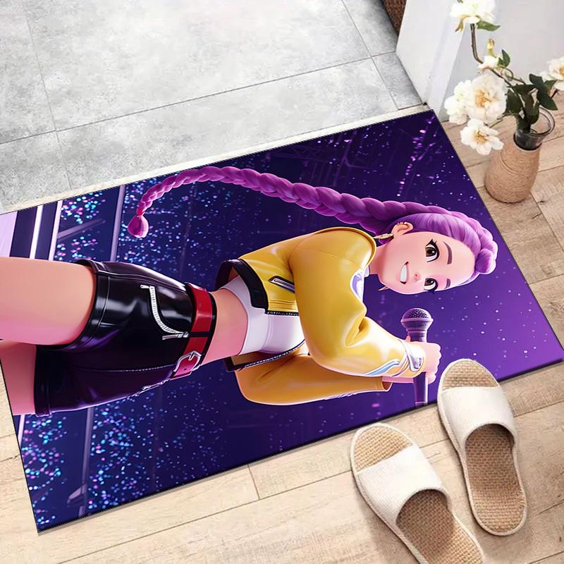 1pc KPop Demon Hunters RUMI5 Design Printed Area Rug Carpet for Bedroom Living Room Home Decor Rugs Mat Non Slip Mat Rug for Bedside