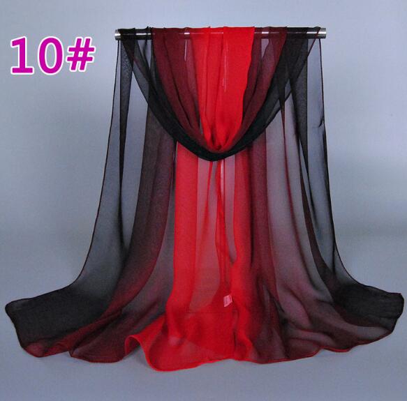 Lady Fashion Voile Girls Scarves Chiffon Scarf Women High Quality Gradual Color Women Silk Scarf  Popular Scarves Wrap shawl