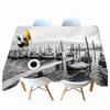 Seascape Sailing Boat Pattern Tablecloth Thicken Cotton Dustproof Rectangular Round For Wedding Picnic Party