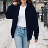 Women's Fashion Solid-Colour Thickened Hooded Sweatshirt With Zip-Up Fleece-Lined Sports Jacket
