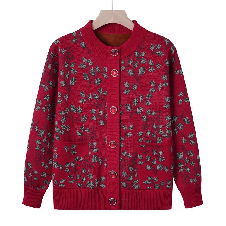 Мама Осенний Свитер Куртка Женский Бабушкин Флисовый Вязаный Свитер Осень и Зима M 3560₽