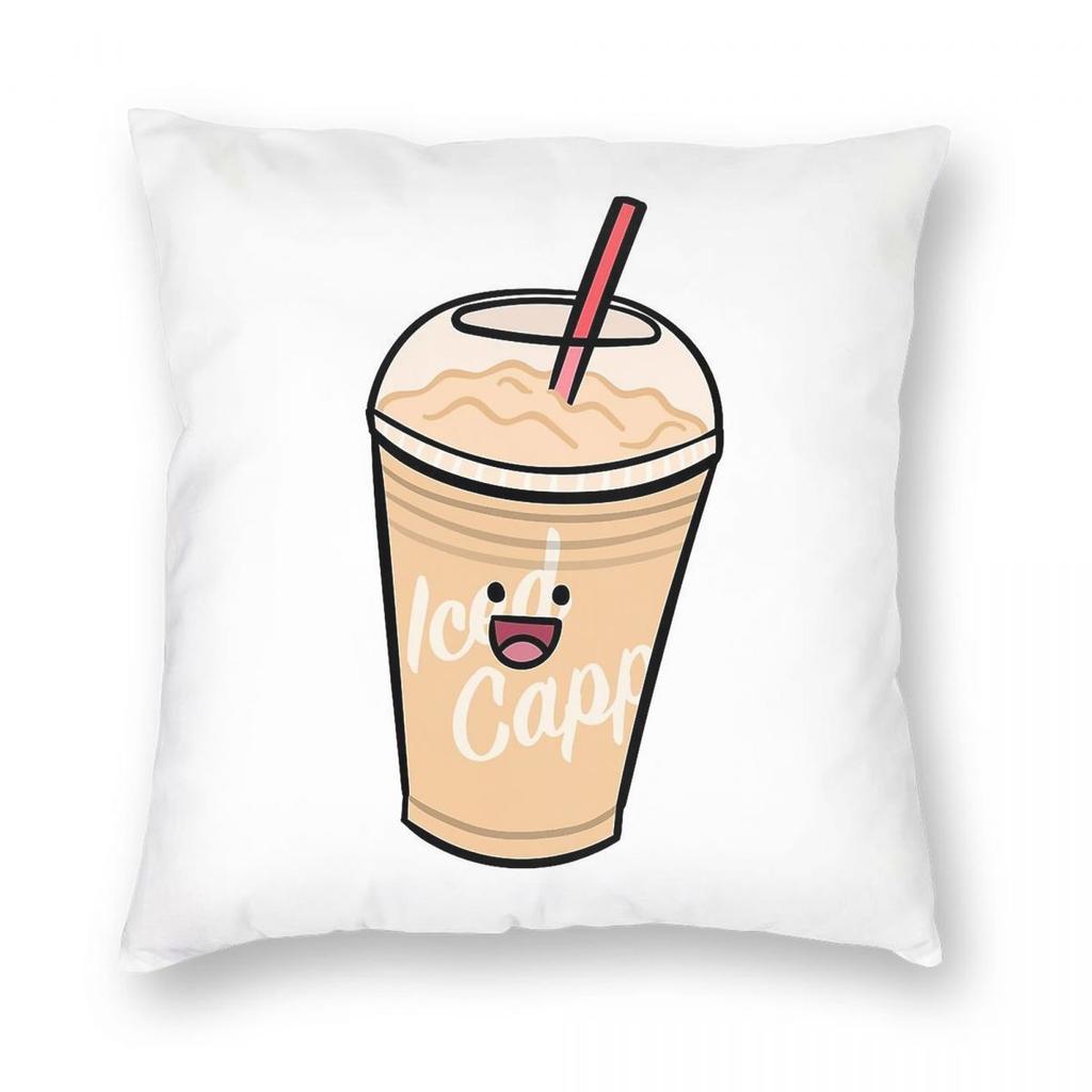 Cappuccino Iced Coffee Pillowcase Polyester Linen Velvet Creative Zip Decorative Throw Pillow Case Car Cushion Cover