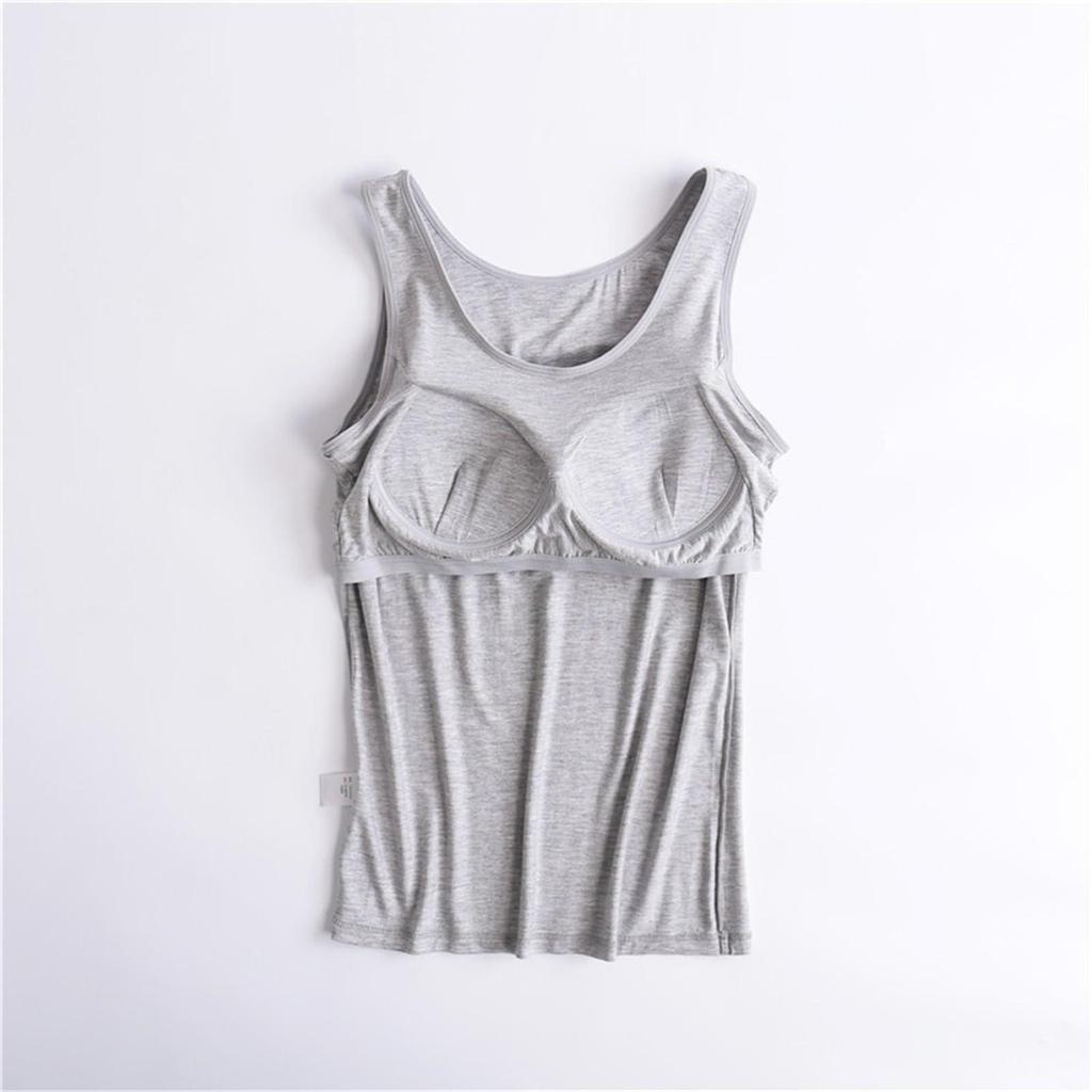 Women's Fashion With Padded Tank Top Without Steel Ring Bra Cups One-Piece Underwear Bottoming Shirt
