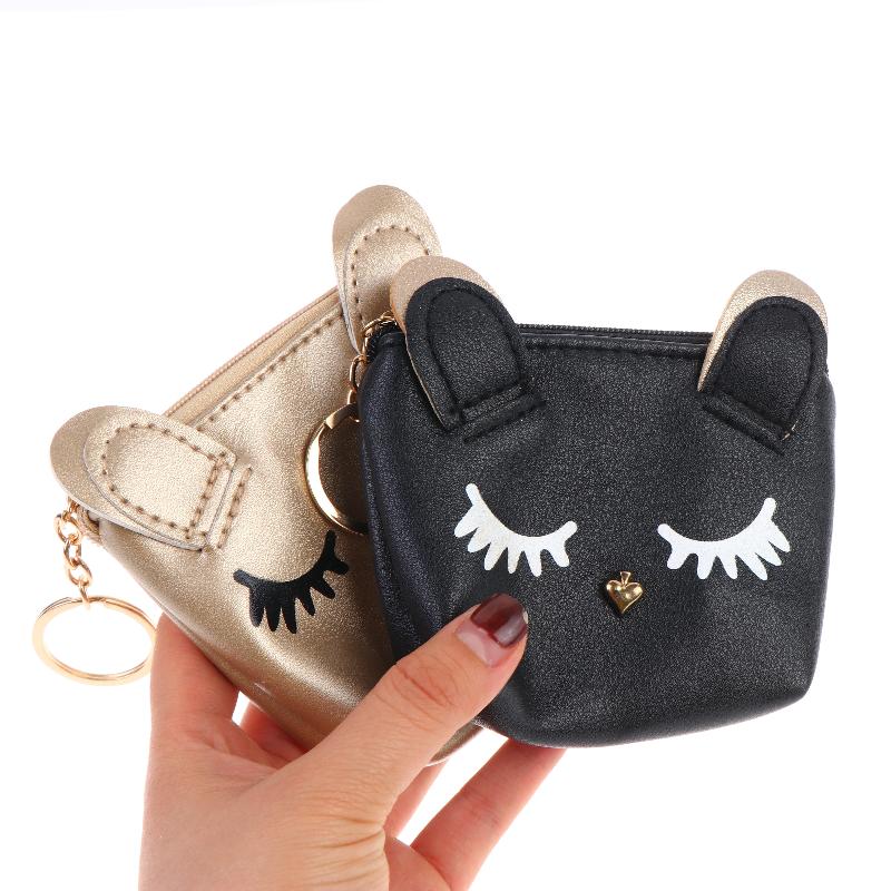 Mini Cute Cat Wallet Keychain Cartoon Lipstick Bag Fashion Earphone Keys Storage Bags Zipper Coin Purse Pendant Girls Gift
