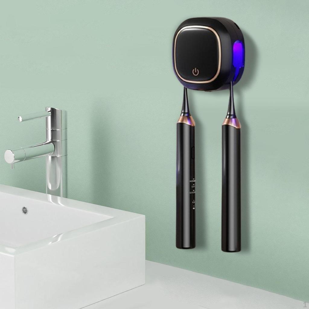 Wall Mounted Toothbrush Holder Portable Cover for Travel Bathroom Black