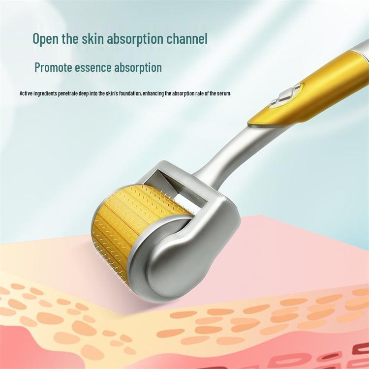 192-Needle Titanium Microneedle Facial Roller - Manual Massage Tool for Cross-Border Trade.