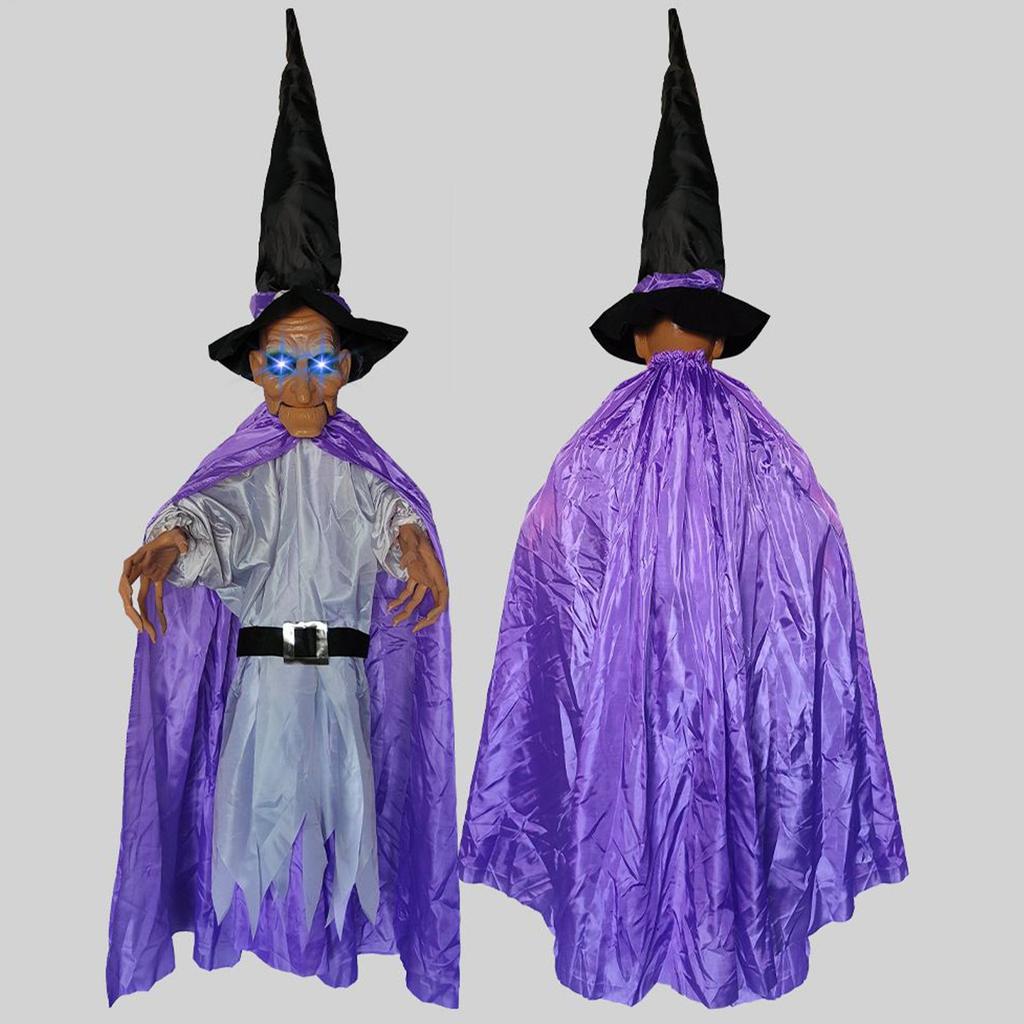 Spooky Witch Ornament Scary Witch Pendant For Halloween Light Emitting Pendant With Spooky Sounds For Home Indoor Outdoor Porch