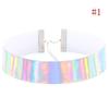 Holographic Choker Necklace Women PU Leather Chocker Handmade Laser Chocker Rainbow Punk Gothic Neck