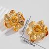 Retro three-dimensional big flower earrings light luxury gold flower stud earrings exaggerated earrings