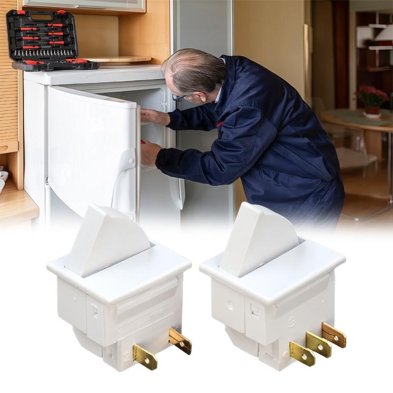 Fridge Door Lamp Switches Part White Housing 250VAC 0.25A 2 Pack for Kitchen Refrigerator Service and Daily Repair
