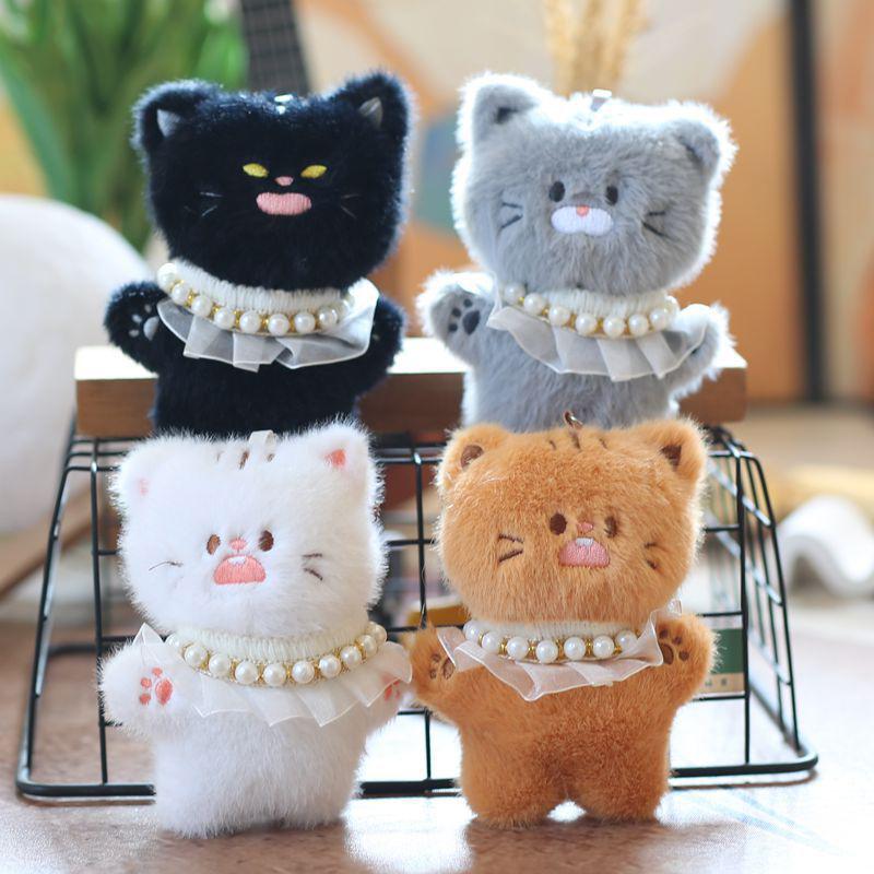 Cute Angry Cat Pendant Plush Toy Doll Soft Stuffed Keychain Bag Hanging Decoration Keychain Pendant Stuffed Doll Girl Kid Gift