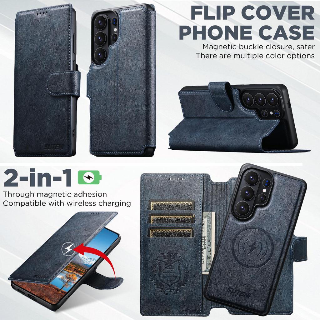 Samsung S26 Ultra Magnetische Brieftaschenhülle mit kabellosem Ladeständer