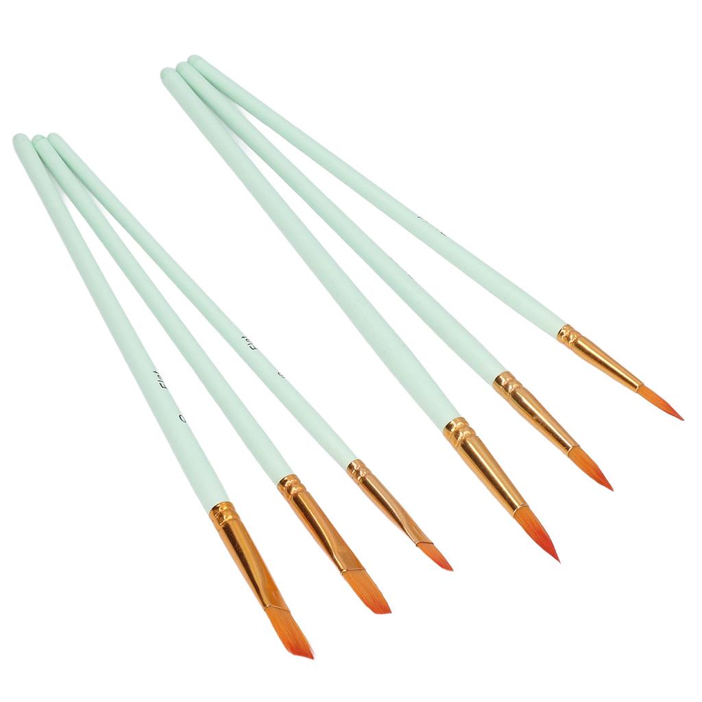 6pcs Paint Brush 6 Sizes Convenient Practical Reliable Durable Light Green Handle Drawing Supplies for Artists