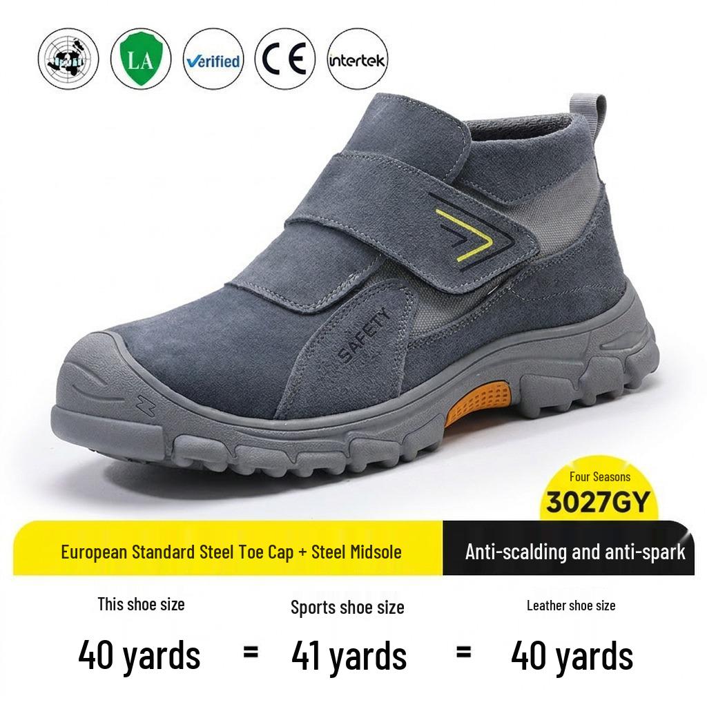 Welder Safety Shoes: Breathable, Anti-smash, Anti-puncture, Anti-slip, Steel Toe, Comfortable, Wear-resistant, Lightweight Work Footwear.