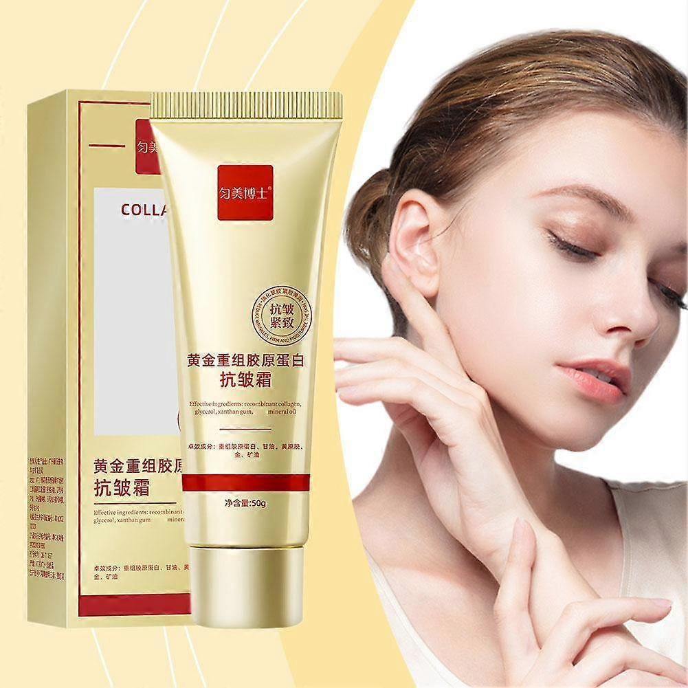50g(A)$Golden Recombinant Collagen Anti-wrinkle Cream Soothes Dry Lines, Moisturizes, Tightens and Makes Your Skin Shiny