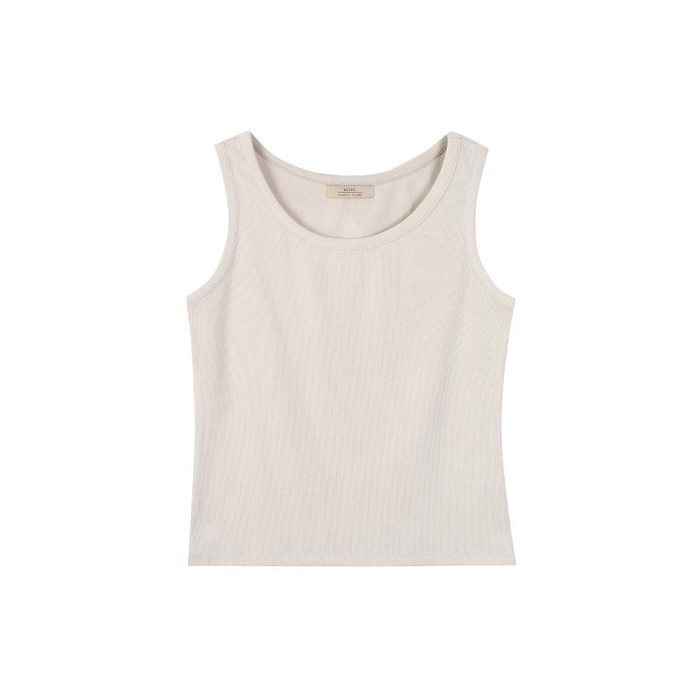 PLASTIC ISLAND [Beige] Ribbed Sleeveless Top Ps7Ct401