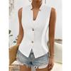 Fashion V-Neck Sleeveless Cardigan Women Suit Shirt Vest V Neck Jacket Slim Fit Office Vests Casual Solid Color Female Tank Top Elegant Clothing